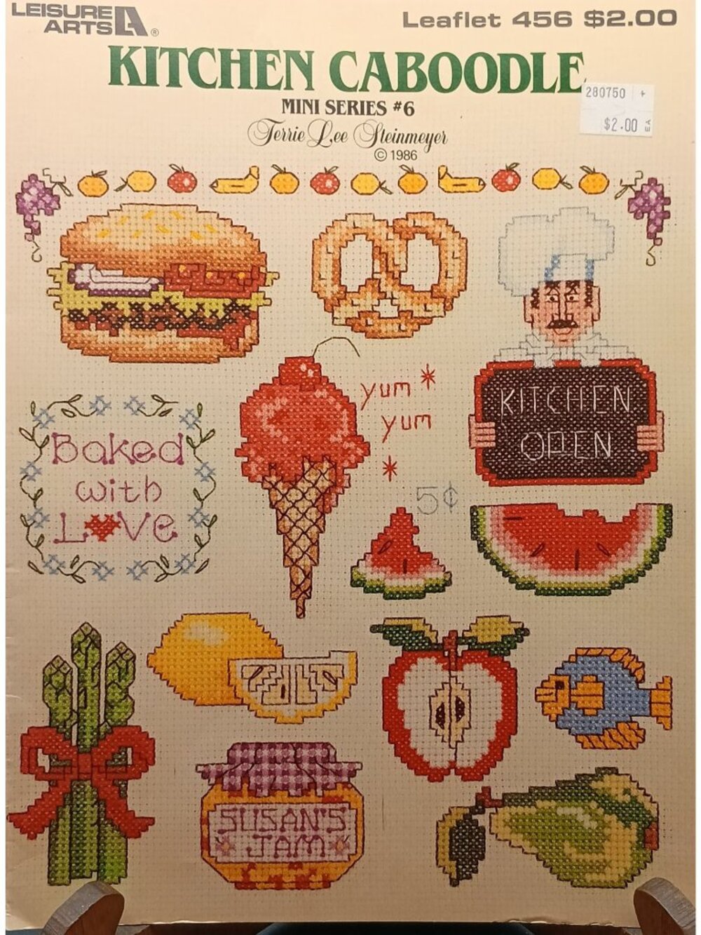 Kitchen Caboodle Cross-Stitch Leaflet 456 Leisure Arts Mini Series 1986 Vintage